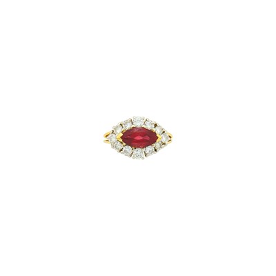 Lot 123 - Two-Color Gold, Ruby and Diamond Ring