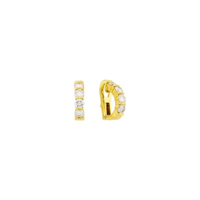 Lot 1237 - Tiffany & Co. Pair of Gold and Diamond Half-Hoop Earclips