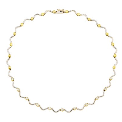 Lot 1007 - Two-Color Gold and Diamond Necklace