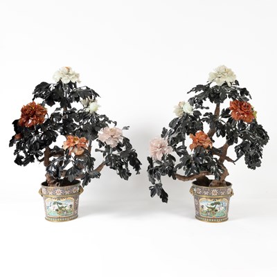 Lot 117 - Pair of Chinese Hardstone Trees