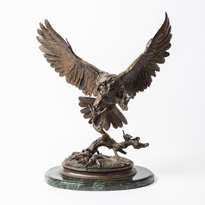 Lot 205 - Patinated Bronze Figure of an Owl