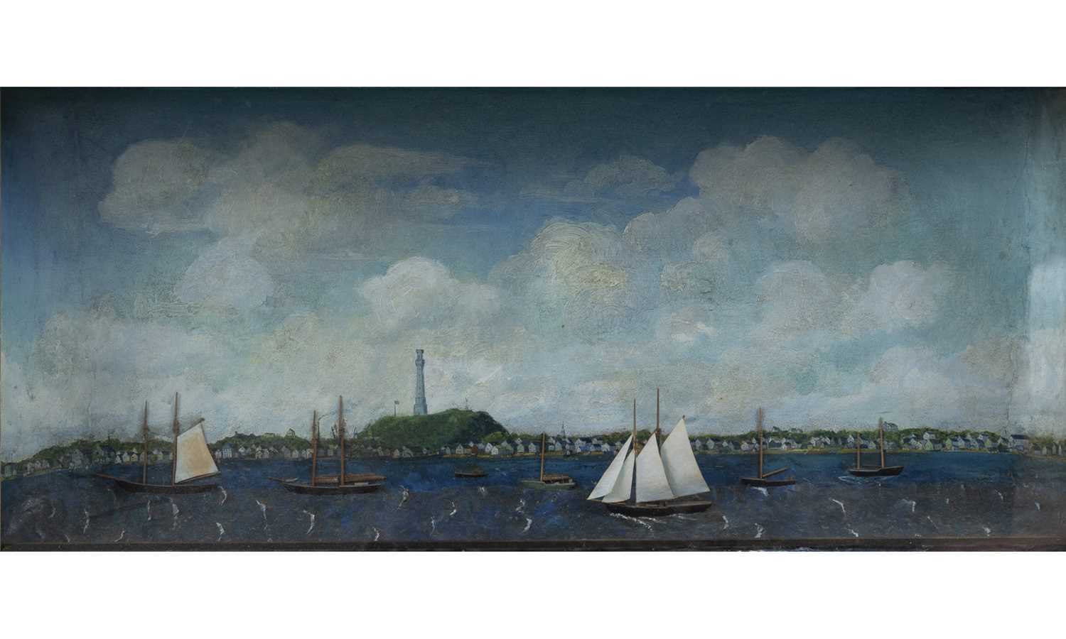 Lot 1090 - Carved and Painted Shadowbox Diorama of Provincetown, Massachusetts