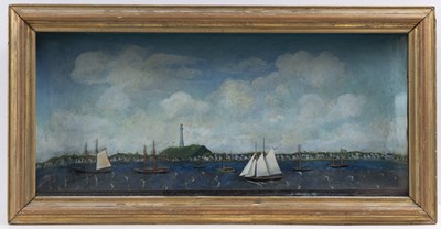 Lot 1090 - Carved and Painted Shadowbox Diorama of Provincetown, Massachusetts