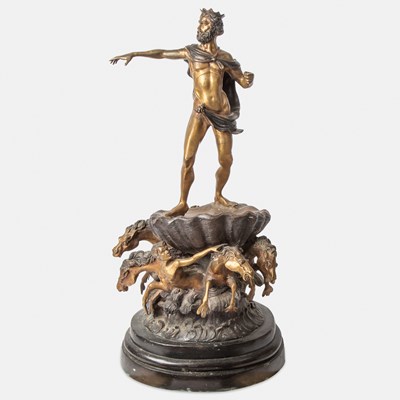 Lot 198 - Continental Gilt and Patinated Bronze Group of Neptune