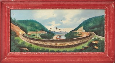 Lot 493 - Reverse Painting on Glass of the "Horseshoe Curve"