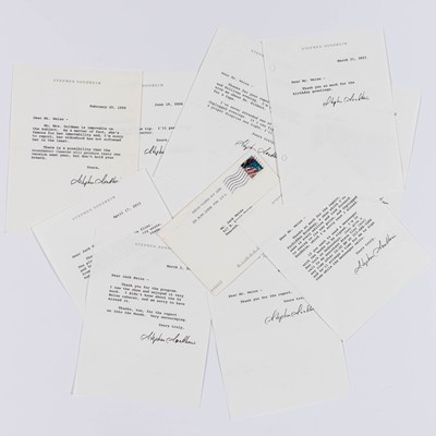 Lot 504 - Nine signed notes from Stephen Sondheim and inscribed copies of his "Hat" books
