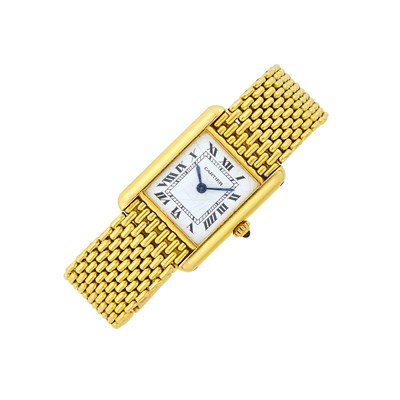 Lot 34 - Cartier Paris Gold 'Tank Louis' Wristwatch