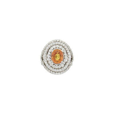 Lot 24 - White Gold, Orange Sapphire and Diamond Ring