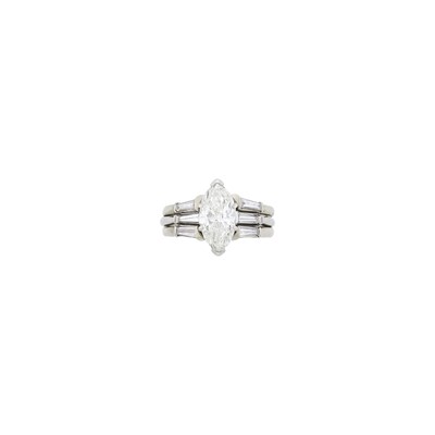 Lot 33 - Platinum and Diamond Ring with White Gold and Diamond Jacket