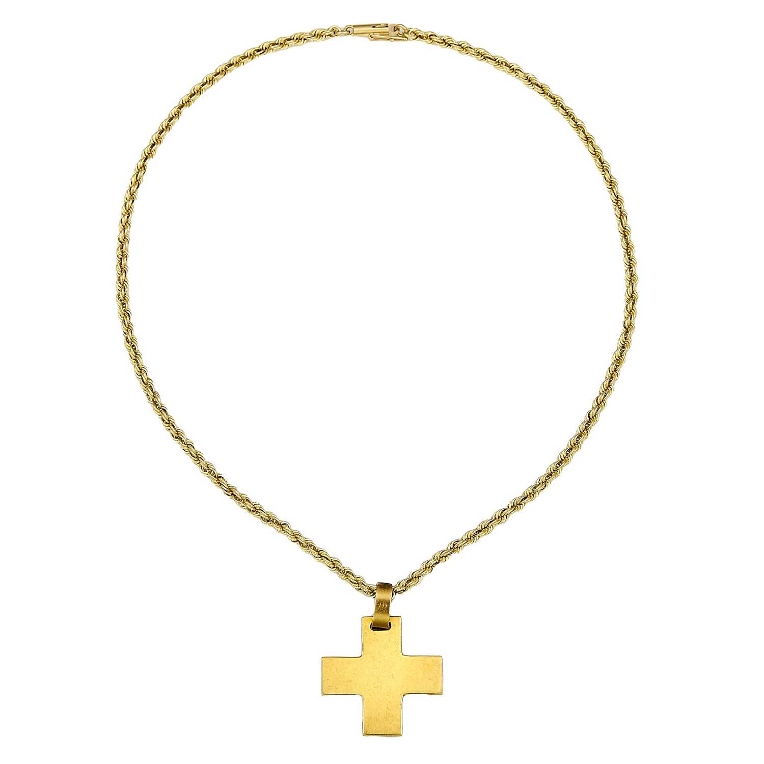 Lot 1027 - Gold and Stainless Steel Cross Pendant with Chain Necklace