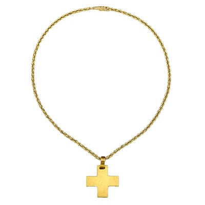 Lot 1027 - Gold and Stainless Steel Cross Pendant with Chain Necklace