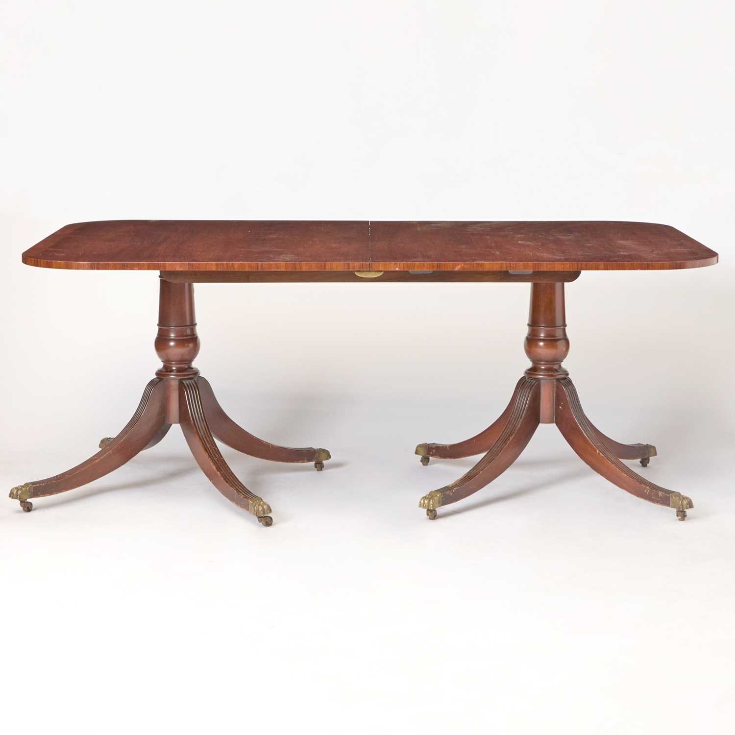 Lot 155 - George III Style Banded Rosewood Double-Pedestal Dining Table