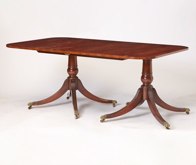 Lot 155 - George III Style Banded Rosewood Double-Pedestal Dining Table