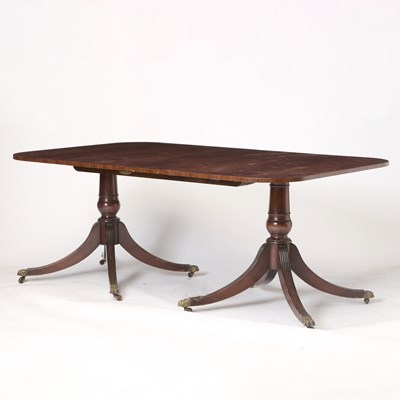 Lot 155 - George III Style Banded Rosewood Double-Pedestal Dining Table