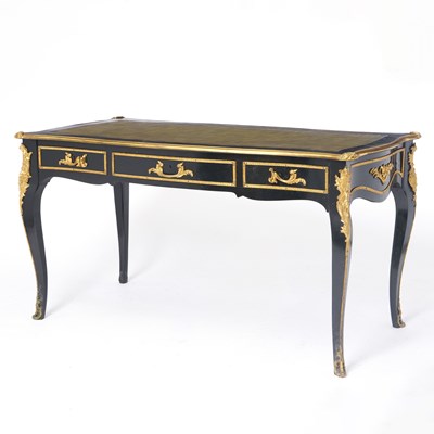 Lot 248 - Louis XV Style Bronze Mounted Ebonized Bureau Plat