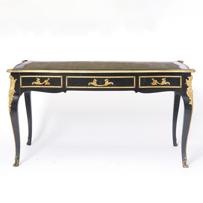 Lot 248 - Louis XV Style Bronze Mounted Ebonized Bureau Plat