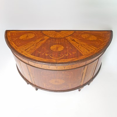 Lot 156 - George III Style Inlaid Satinwood Demilune Cabinet