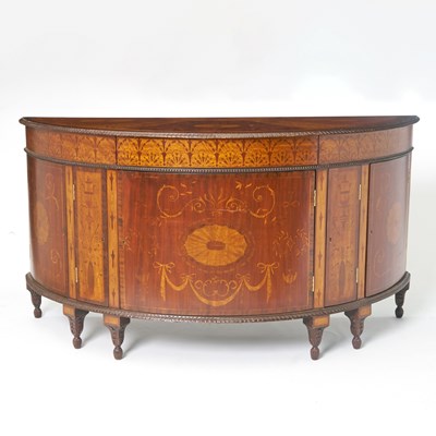 Lot 156 - George III Style Inlaid Satinwood Demilune Cabinet