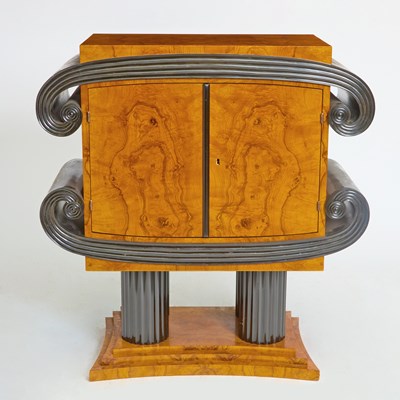 Lot 373 - Art Deco Style Part Ebonized Maple Cabinet