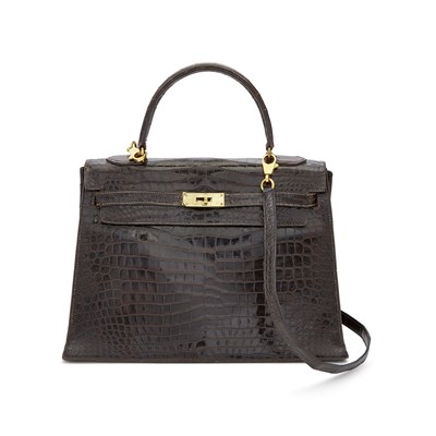 Lot 1235 - Hermès Dark Brown Alligator 'Kelly 32' Bag