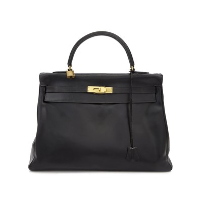 Lot 1230 - Hermès Vintage Black Box Leather 'Kelly 35' Bag