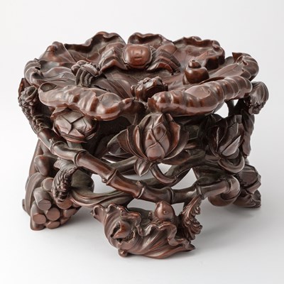 Lot 123 - A Japanese Carved Hardwood Stand