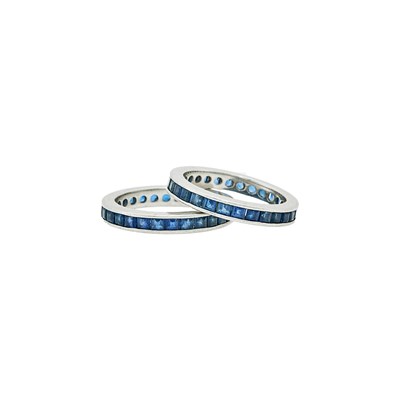 Lot 1224 - Pair of Platinum and Sapphire Band Rings