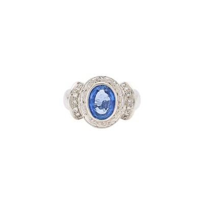 Lot 129 - White Gold, Sapphire and Diamond Ring