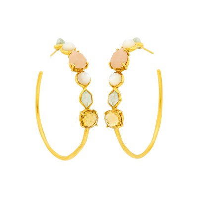 Lot 174 - Ippolita Pair of Gold and Colored Stone 'Rock Candy' Hoop Earrings