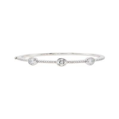 Lot 133 - Mimi So White Gold and Diamond Bangle Bracelet