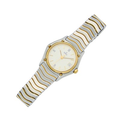 Lot 128 - Ebel Stainless Steel and Gold 'Wave' Wristwatch