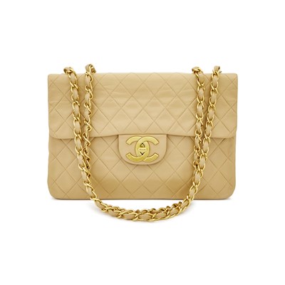 Lot 1227 - Chanel Beige Lambskin Leather 'Maxi' Bag