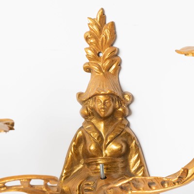 Lot 241 - Pair of Louis XV Style Gilt-Bronze Two-Light Sconces with Chinese Figures