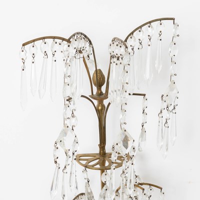 Lot 284 - Pair of Swedish Neoclassical Bronze and Glass Three-Light Sconces