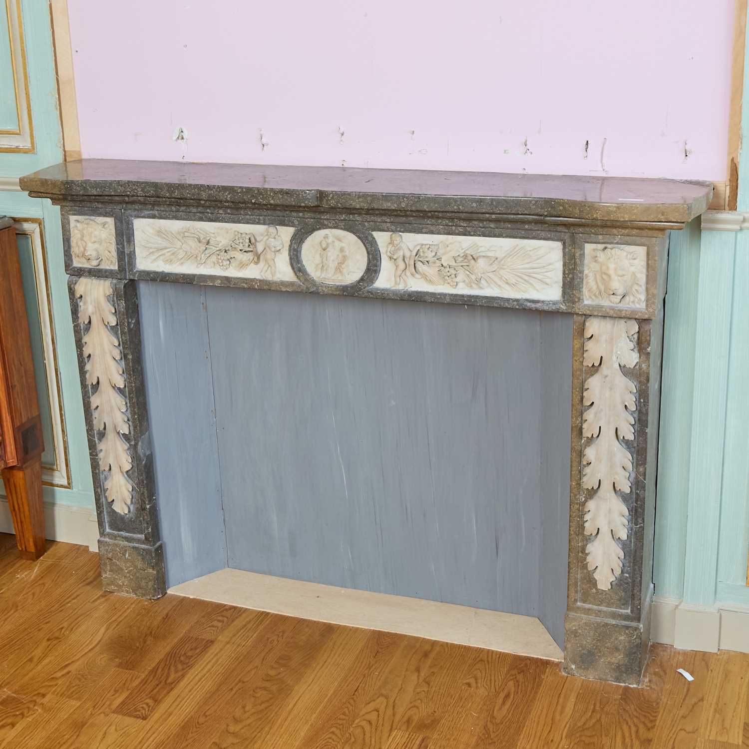Lot 346 - Louis XVI Gray and White Marble Fireplace Mantel