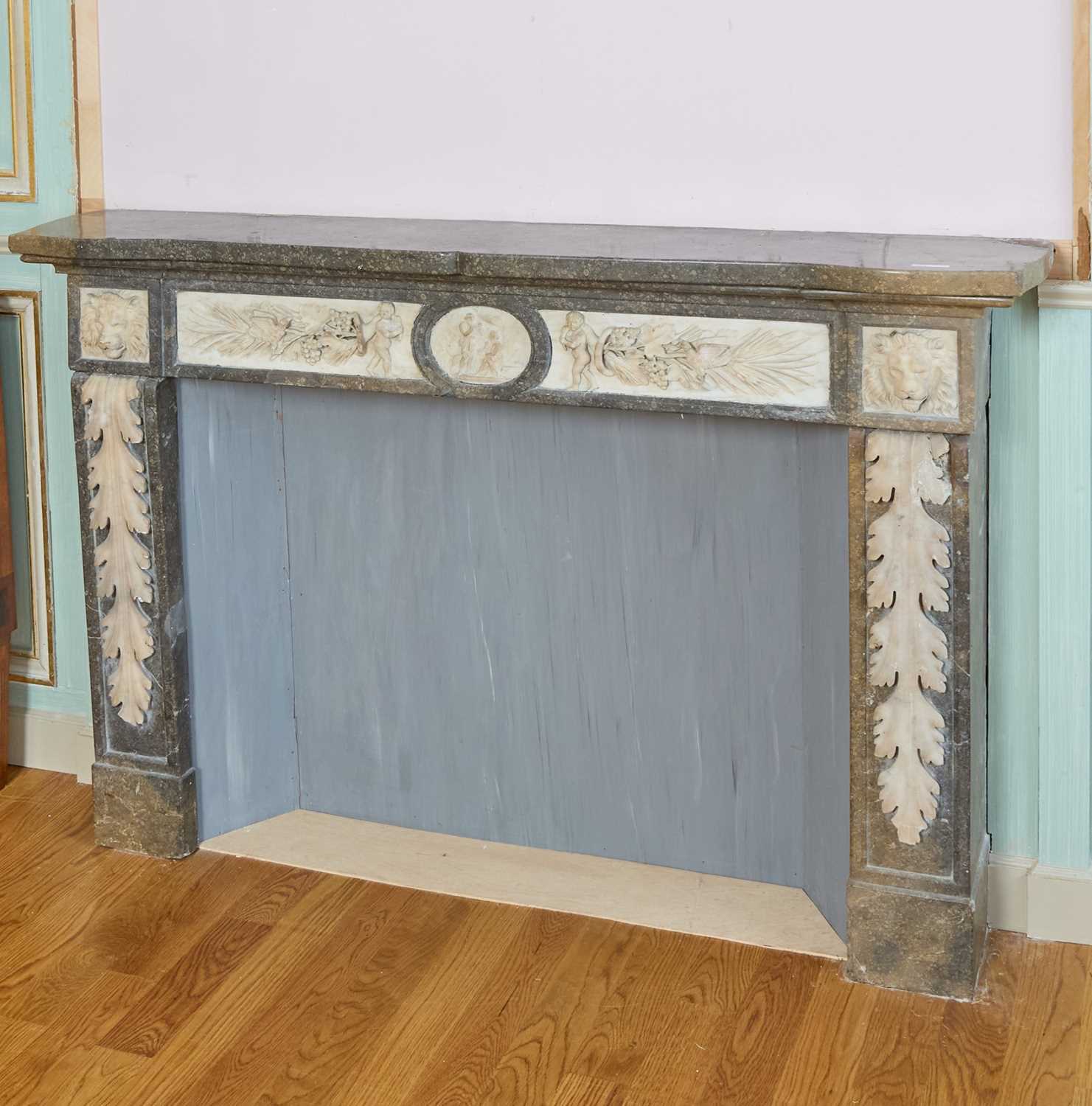 Lot 489 - Louis XVI Gray and White Marble Fireplace Mantel