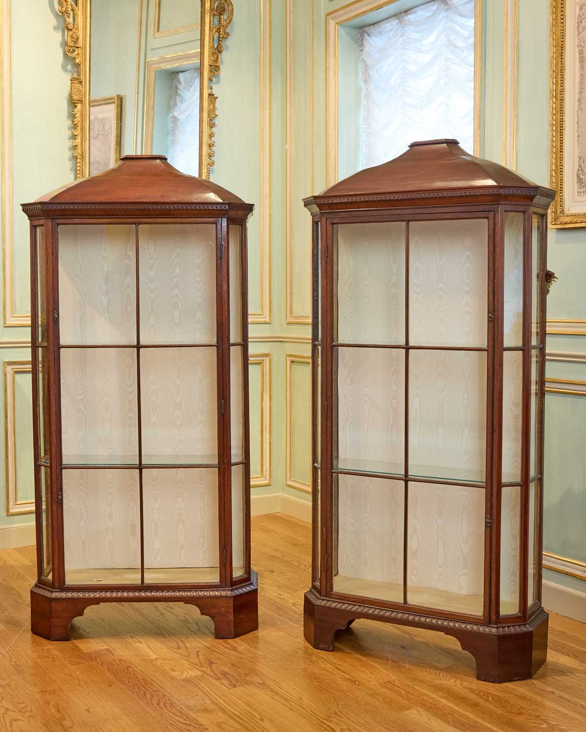 Lot 376 - Pair of George III Style Mahogany Vitrine Cabinets