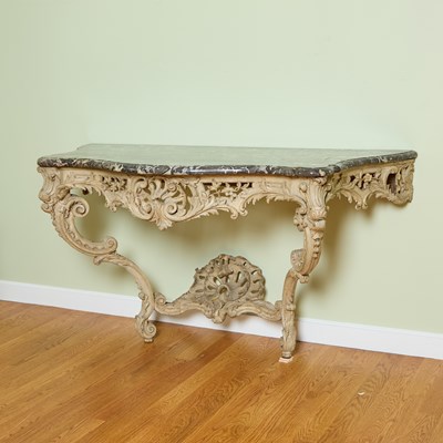 Lot 83 - Louis XV Carved and Painted Wood Console with Saint Anne Marble Top