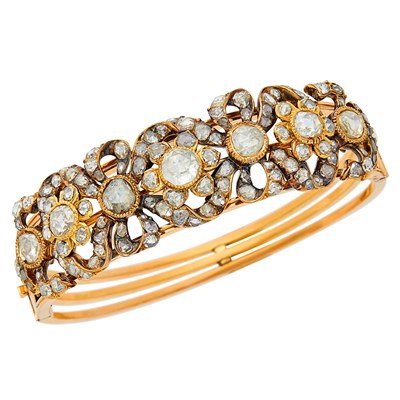 Lot 1088 - Gold and Diamond Cuff Bangle Bracelet