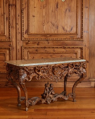 Lot German Rococo Carved Walnut Console Table