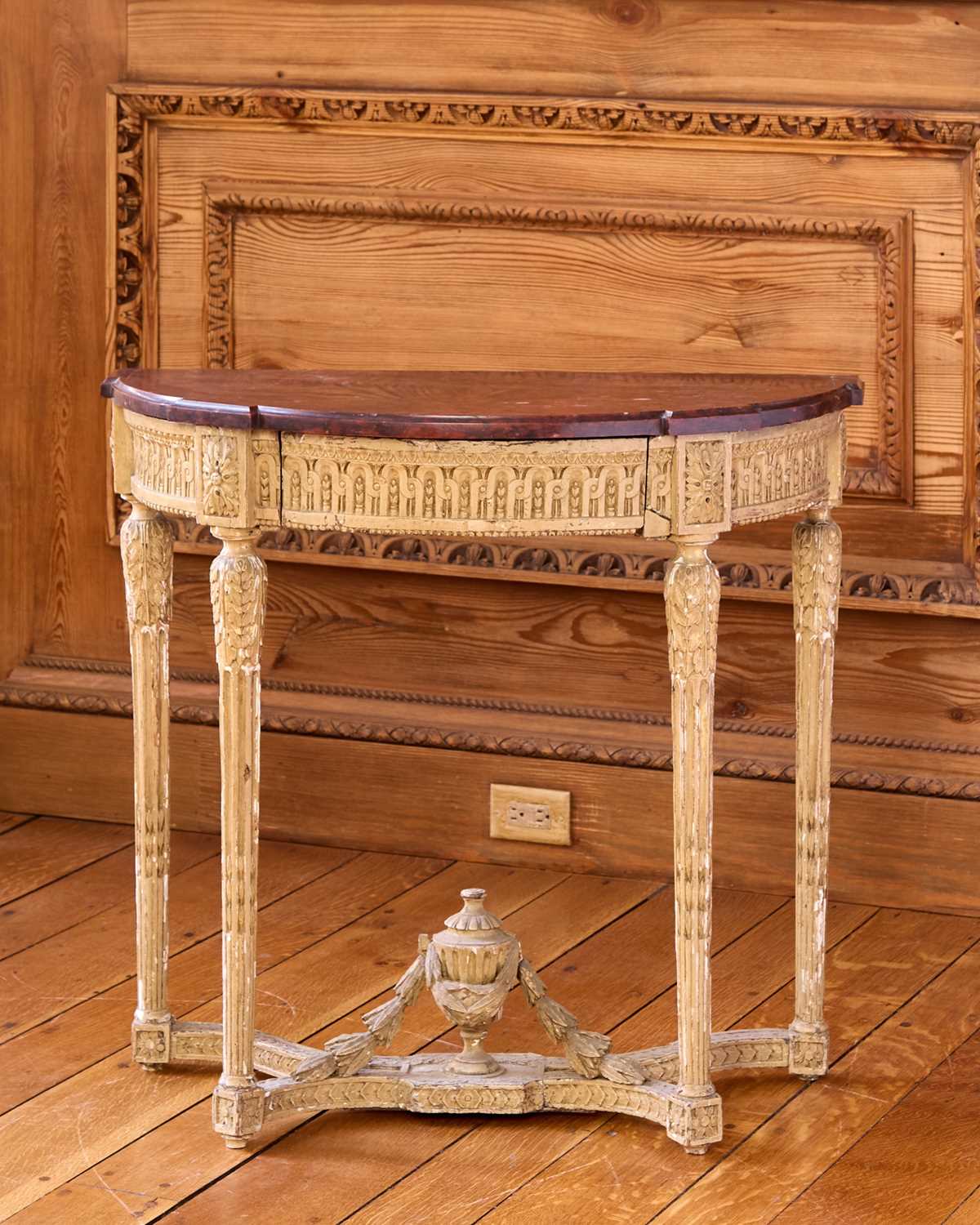 Lot 306 - Louis XVI Style Painted Marble Top Console Table