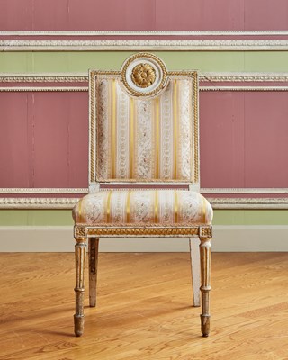 Lot 304 - Italian Neoclassical Painted and Parcel-Gilt Side Chair