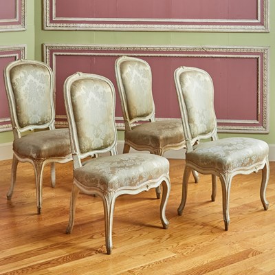 Lot 223 - Set of Four Louis XV Painted Side Chairs