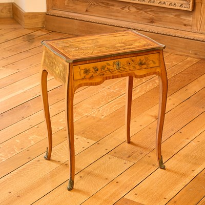 Lot 290 - Louis XV Style Inlaid Tulipwood Marquetry Side Table