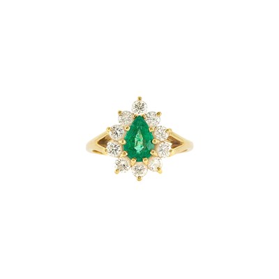 Lot 1254 - Gold, Emerald and Diamond Ring