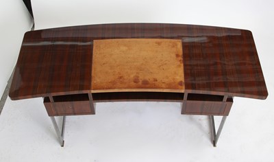 Lot 811 - Jules Leleu Macassar Ebony, Brushed Steel, Brass and Leather Desk