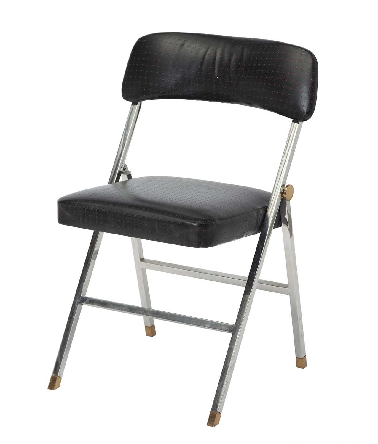 Lot 812 - Karl Springer Perforated Leather, Brass and Steel Folding Chair