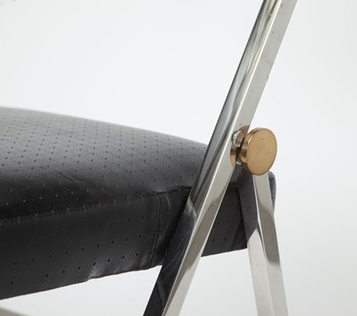 Lot 812 - Karl Springer Perforated Leather, Brass and Steel Folding Chair