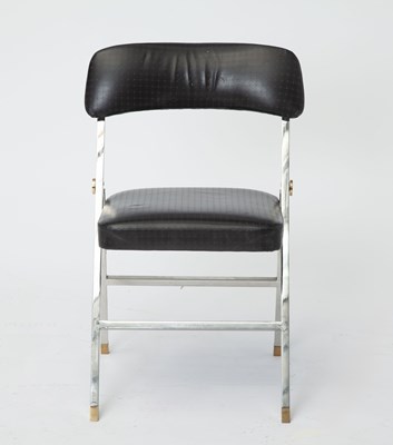 Lot 812 - Karl Springer Perforated Leather, Brass and Steel Folding Chair