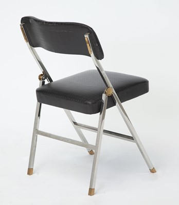 Lot 812 - Karl Springer Perforated Leather, Brass and Steel Folding Chair